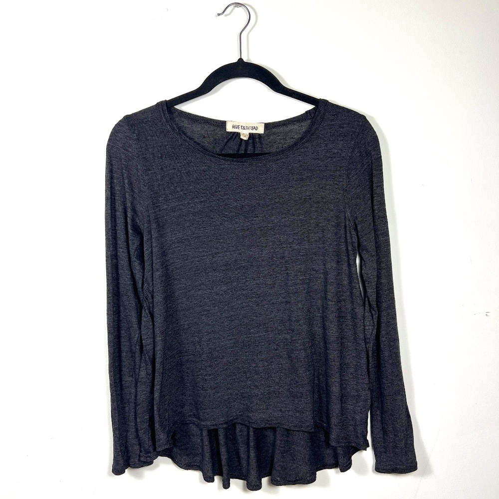 Madewell Rivet & Thread Women Black Long Sleeve with peplum back SZM